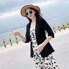 Blazers Women Summer Linen Thin Three Quarter Sleeve All-match 5XL Slender Korean Sun-proof Outwear Elegant Chic Simple Ladies