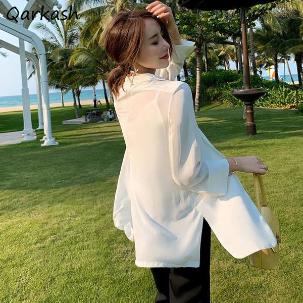 Blazers Women Summer Loose Thin Soft Sun-proof Split Minimalist Elegant Outwear High Street Leisure Harajuku Femme Popular Ins