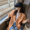 Blazers Women Summer Thin Korean Orange Loose Temperament X-long All-match Pockets Office Lady Short Sleeve Outwear