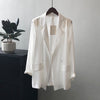 Blazers Women Thin Tender Causal High Street Office-look Ladies Summer Solid All-match Basic Notched Outwear Korean Sun-proof