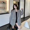 Blazers Women Tunic Temperament Autumn High Street Vintage Feminino Double Breasted Baggy Harajuku Outwear Cool Plaid