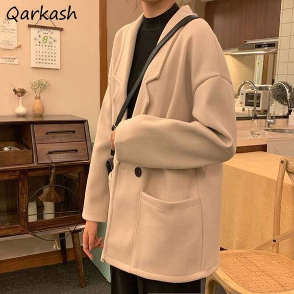 Blazers Women Unisex Chic Light Soft Aesthetic Harajuku Ladies Clothing Spring Streetwear Fall Outwear Long Sleeve Notched Solid