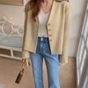 Blazers Women V-neck Basic England Style College Cool Streetwear Teens Stylish Elegant Tender Office All-match Coats Ins