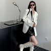 Blazers Women White Notched Spring Pockets Elegant Patchwork All-match Loose Korean Style Temperament Ins Lady Clothing