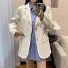 Blazers Women White Outwear Autumn Korean Style Loose Solid Casual Office Lady Aesthetic Harajuku Daily Mujer Clothing