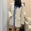 Blazers Women White Outwear Autumn Korean Style Loose Solid Casual Office Lady Aesthetic Harajuku Daily Mujer Clothing