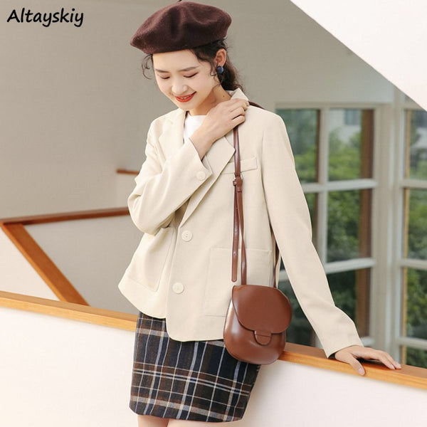 Blazers Womens Autumn Korean Style Office Lady Daily Classic Single Breasted Elegant Casual Female Simple All-match Chic