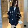 Blazers Womens Autumn Outwear Elegant Double Breasted Loose Korean Style Ladies Temperament Female  Trendy Harajuku