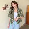 Blazers Womens Autumn Plaid Short Style Casual Chic High Street All-match Retro Female Outwear Loose Double Breasted New