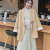 Blazers Womens Elegant Trendy Kroean Style 3XL Ladies Retro Leisure Daily All-match Double Breasted Patchwork Cuff Tender
