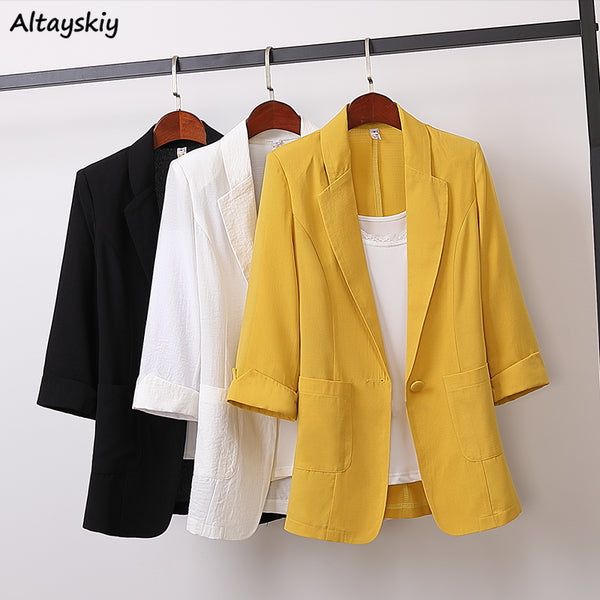 Blazers Womens  Loose Casual Solid Thin Baggy 4XL Korean Style Single Button Pockets Female Chic Breathable Ins