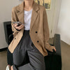 Blazers Womens Solid Simple Classic Notched Double Breasted Autumn Loose Outwear Ladies All-match Casual Daily Harajuku Trendy