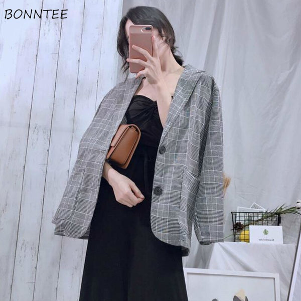 Blazers Womens Vintage Chic Autumn Long Sleeve Leisure All-match Loose Female Clothes Popular Ulzzang Bleizer Mujer Stylish New