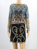 Bling Bling Women Body Crop Top Blouse Feminina Floral Check Embroidered Lace Mesh Long Sleeve Sequined Beaded Short Shirt Top