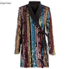Bling Sequins blazers Women Colorful Striped business  Office One Piece suit  jackets Bar Coat Special Design LT515S50