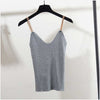 Bling Women Sleeveless Tank Tops Sexy Female V-Neck Knitted Shiny Camisole Club fem Metal Strap Camis Thin Glitter camis lady