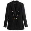 BlingBlingee   2023 Autumn Winter Woman Traf Coats OL Style Slim Blazers Ornate Buttons Female Casual Tweed Woolen Long Jacket