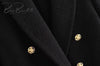 BlingBlingee   2023 Autumn Winter Woman Traf Coats OL Style Slim Blazers Ornate Buttons Female Casual Tweed Woolen Long Jacket