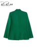 BlingBlingee Autumn 2023 OL Style Women Green Suit Jacket Traf Double Breasted Slim Blazers Female Elegant Chic Tops Coats