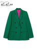 BlingBlingee Autumn 2023 OL Style Women Green Suit Jacket Traf Double Breasted Slim Blazers Female Elegant Chic Tops Coats