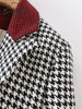BlingBlingee Black Red Patchwork Houndstooth Casual Blazers 2022 Autumn Winter Double Breasted Women Straight Jacket Female Coat