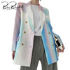 BlingBlingee Double Breast Blazer  Women Full Sleeve Spring Autumn Elegant Goddess Fan Casual Style Coat Outfits