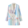 BlingBlingee Double Breast Blazer  Women Full Sleeve Spring Autumn Elegant Goddess Fan Casual Style Coat Outfits