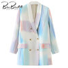 BlingBlingee Double Breast Blazer  Women Full Sleeve Spring Autumn Elegant Goddess Fan Casual Style Coat Outfits