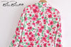 BlingBlingee Floral Print Casual Blazers Spring Summer Long Sleeve Single Breasted Women Suit Jackets Female Tops
