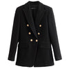 BlingBlingee Za 2022 Autumn Winter Woman Traf Coats OL Style Slim Blazers Ornate Buttons Female Casual Tweed Woolen Long Jacket