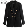 BlingBlingee Za 2022 Autumn Winter Woman Traf Coats OL Style Slim Blazers Ornate Buttons Female Casual Tweed Woolen Long Jacket