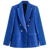 BlingBlingee Za 2022 Autumn Winter Women Traf Coats Double Breasted Tweed Woolen Jackets Female Casual Thick Green Blazers