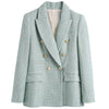 BlingBlingee Za 2022 Autumn Winter Women Traf Coats Double Breasted Tweed Woolen Jackets Female Casual Thick Green Blazers
