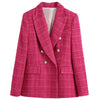 BlingBlingee Za 2022 Autumn Winter Women Traf Coats Double Breasted Tweed Woolen Jackets Female Casual Thick Green Blazers