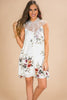 Women Elegant Flower Print Straight Mini Dress Knit Hollow Sleeveless Female Summer Causal Beach Party Vestidos