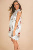 Women Elegant Flower Print Straight Mini Dress Knit Hollow Sleeveless Female Summer Causal Beach Party Vestidos