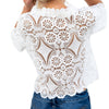 Blouse womens top Sexy Women Summer Half Sleeve T-shirt Lace See Through Hollow out Blouse Top