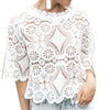 Blouse womens top Sexy Women Summer Half Sleeve T-shirt Lace See Through Hollow out Blouse Top