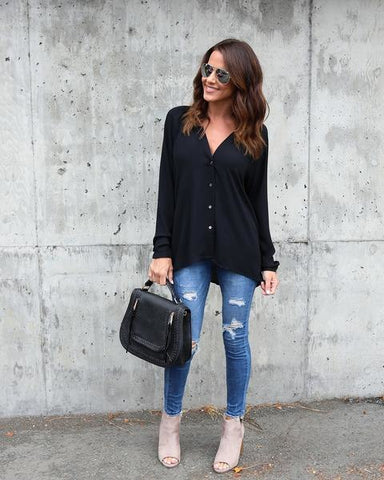 Blouse Women New Chiffon Aliexpress Europe And The United States Foreign Trade New Slim Thin Chiffon Shirt Vestidos BLK1029