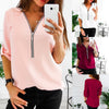 Blouse Women Spring Autumn Casual Solid Color Polypropylene Fiber Long Sleeve Shirt Zipper Loose Blouse Top топ женский 2023