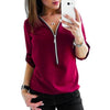 Blouse Women Spring Autumn Casual Solid Color Polypropylene Fiber Long Sleeve Shirt Zipper Loose Blouse Top топ женский 2023