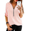 Blouse Women Spring Autumn Casual Solid Color Polypropylene Fiber Long Sleeve Shirt Zipper Loose Blouse Top топ женский 2023