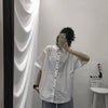 Blouses Shirts Three Quarter Sleeve Women Summer Solid Ulzzang Black Outwear Tops All-match Ins Retro Womens Students