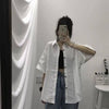 Blouses Shirts Three Quarter Sleeve Women Summer Solid Ulzzang Black Outwear Tops All-match Ins Retro Womens Students