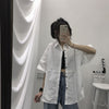 Blouses Shirts Three Quarter Sleeve Women Summer Solid Ulzzang Black Outwear Tops All-match Ins Retro Womens Students