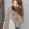 Blouses Women Chiffon Ruched Floral Single Breasted Flare Sleeve Gentle Sweet Casual Girls Korean Style Daily Shirts Female