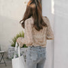 Blouses Women Chiffon Ruched Floral Single Breasted Flare Sleeve Gentle Sweet Casual Girls Korean Style Daily Shirts Female