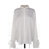 Blouses Women Lacing Flare Sleeve Solid Elegant Chiffon Shirts Womens Retro Ladies Designer Chic Tops Streetwear Stylish
