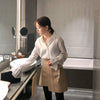 Blouses Women Lacing Flare Sleeve Solid Elegant Chiffon Shirts Womens Retro Ladies Designer Chic Tops Streetwear Stylish