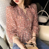 Blouses Women Temperament Leisure Floral Summer Spring Feminino Chic Tops Floral Retro All-match V-Neck Woman Shirts Ruffles